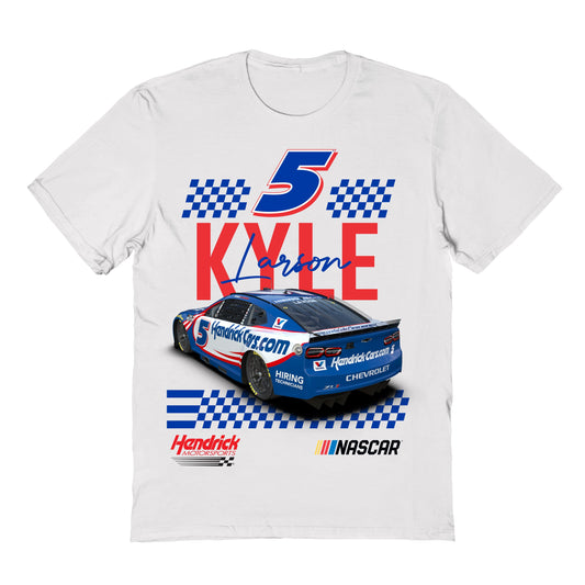Kyle Larson #5 Vive La Fete Racing Car T-Shirt - White