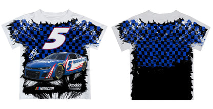 Kyle Larson #5 NASCAR White and Blue Kids T-shirt
