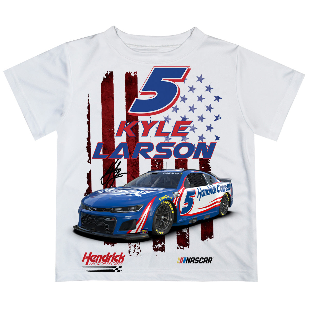 Kyle Larson #5 Vive La Fete Checkered Racing Car T-Shirt