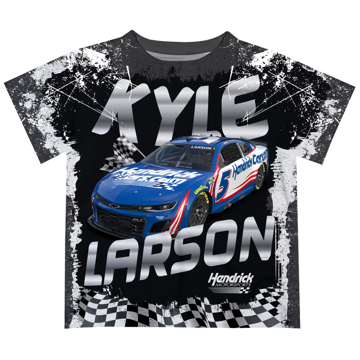 Kyle Larson #5 Vive La Fete Checkered Racing Car T-Shirt - Black