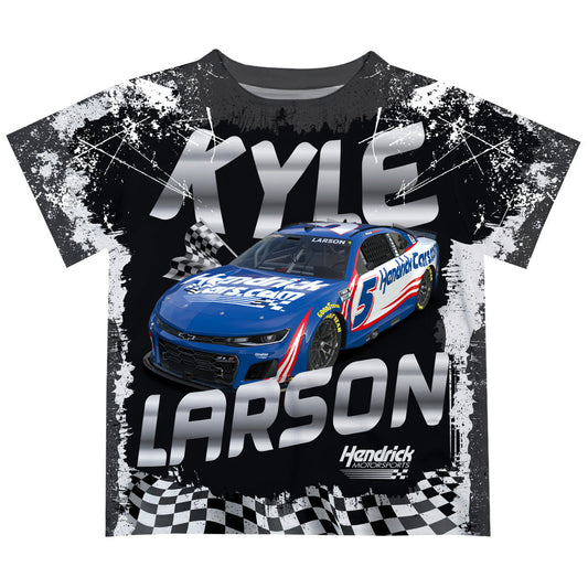 Kyle Larson #5 Vive La Fete Checkered Racing Car T-Shirt - Black