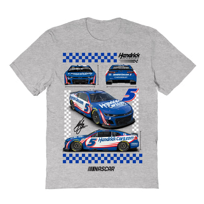 Kyle Larson #5 Car View Cotton T-Shirt - Grey