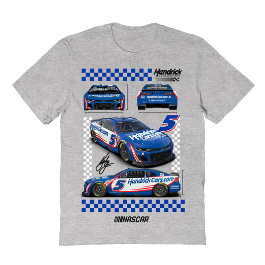 Kyle Larson #5 Car View Cotton T-Shirt - Grey
