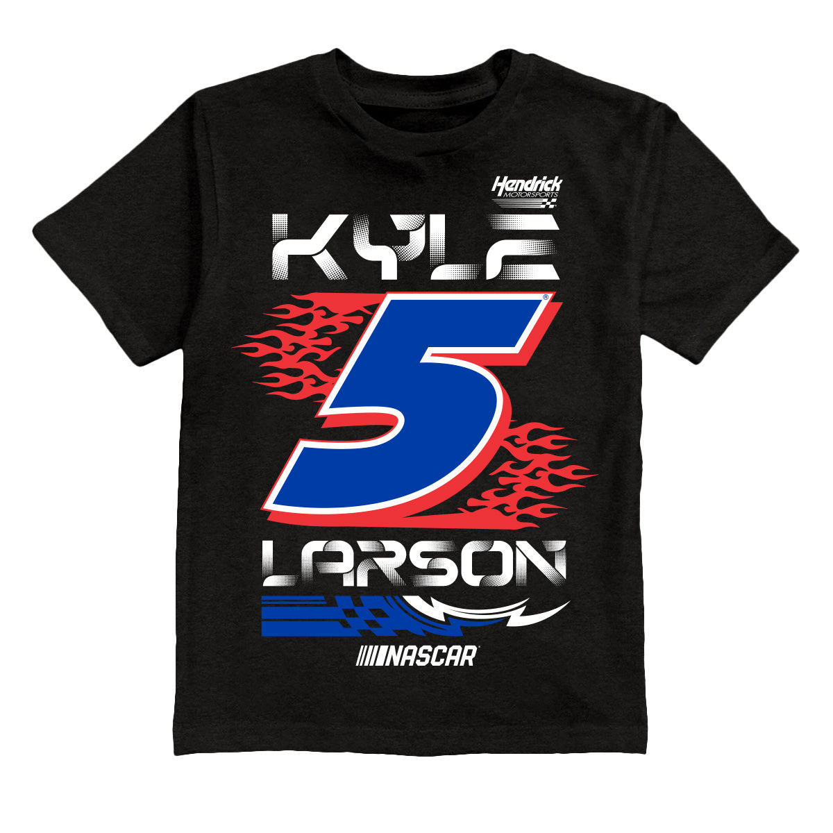 Kyle Larson #5 Fire Number Cotton T-Shirt - Black