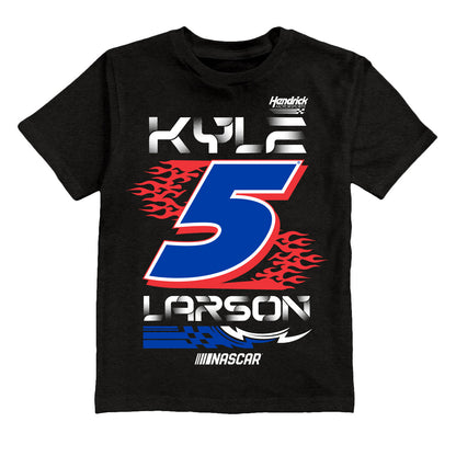 Kyle Larson #5 Fire Number Cotton T-Shirt - Black