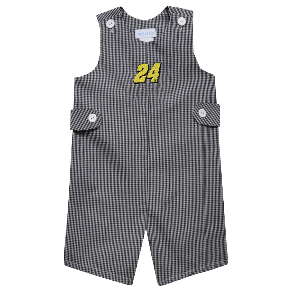 William Byron #24 Vive La Fete Gingham Jon Jon Romper - Black