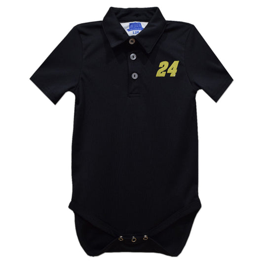 William Byron #24 Vive La Fete Solid Polo Bodysuit - Black