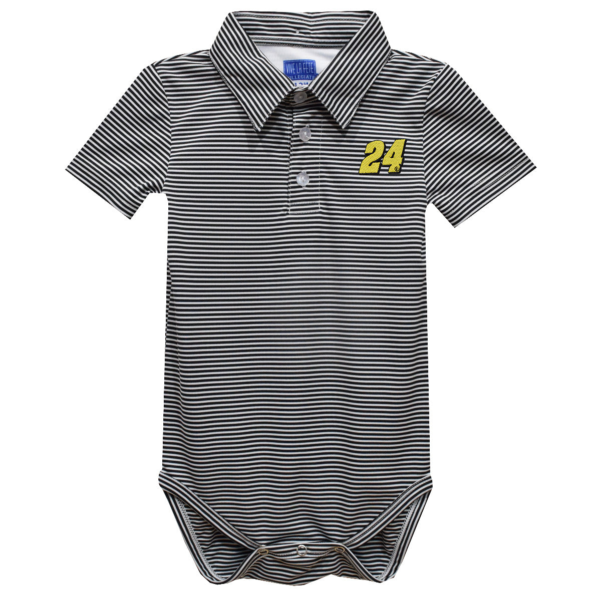 William Byron #24 Vive La Fete Polo Pencil Stripe Bodysuit - Black