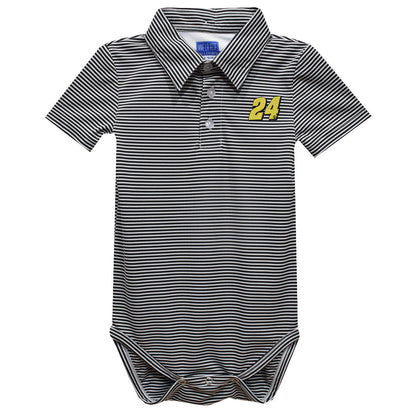 William Byron #24 Vive La Fete Polo Pencil Stripe Bodysuit - Black