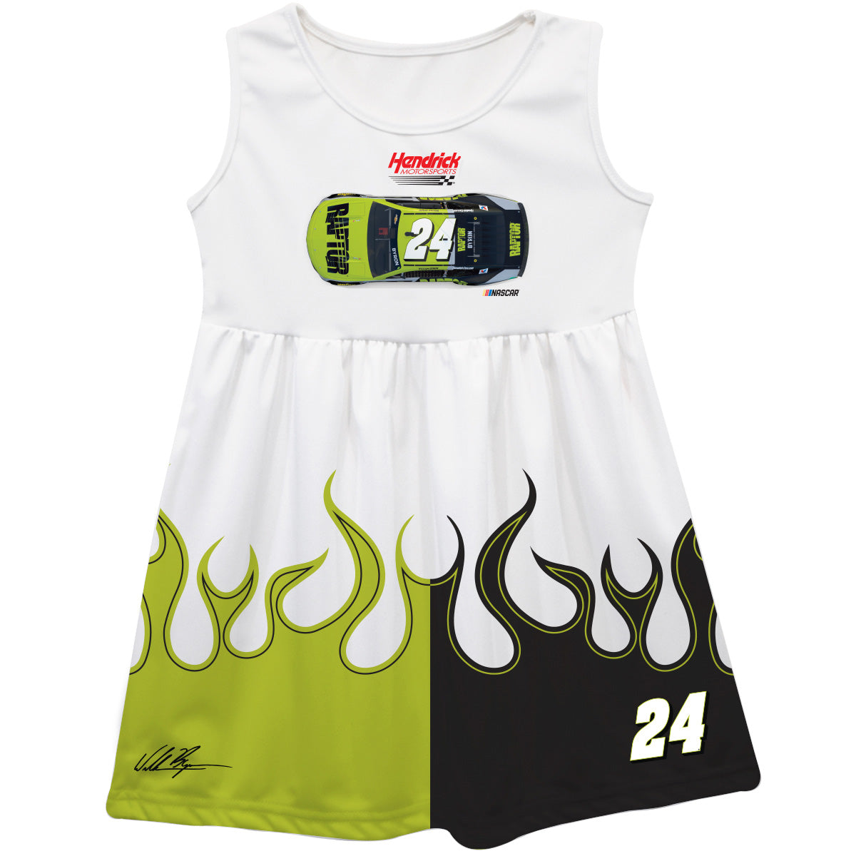 William Byron #24 NASCAR Car Flames Tank Dress - White