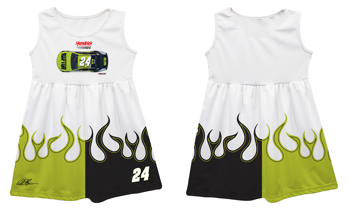 William Byron #24 NASCAR Car Flames Tank Dress - White