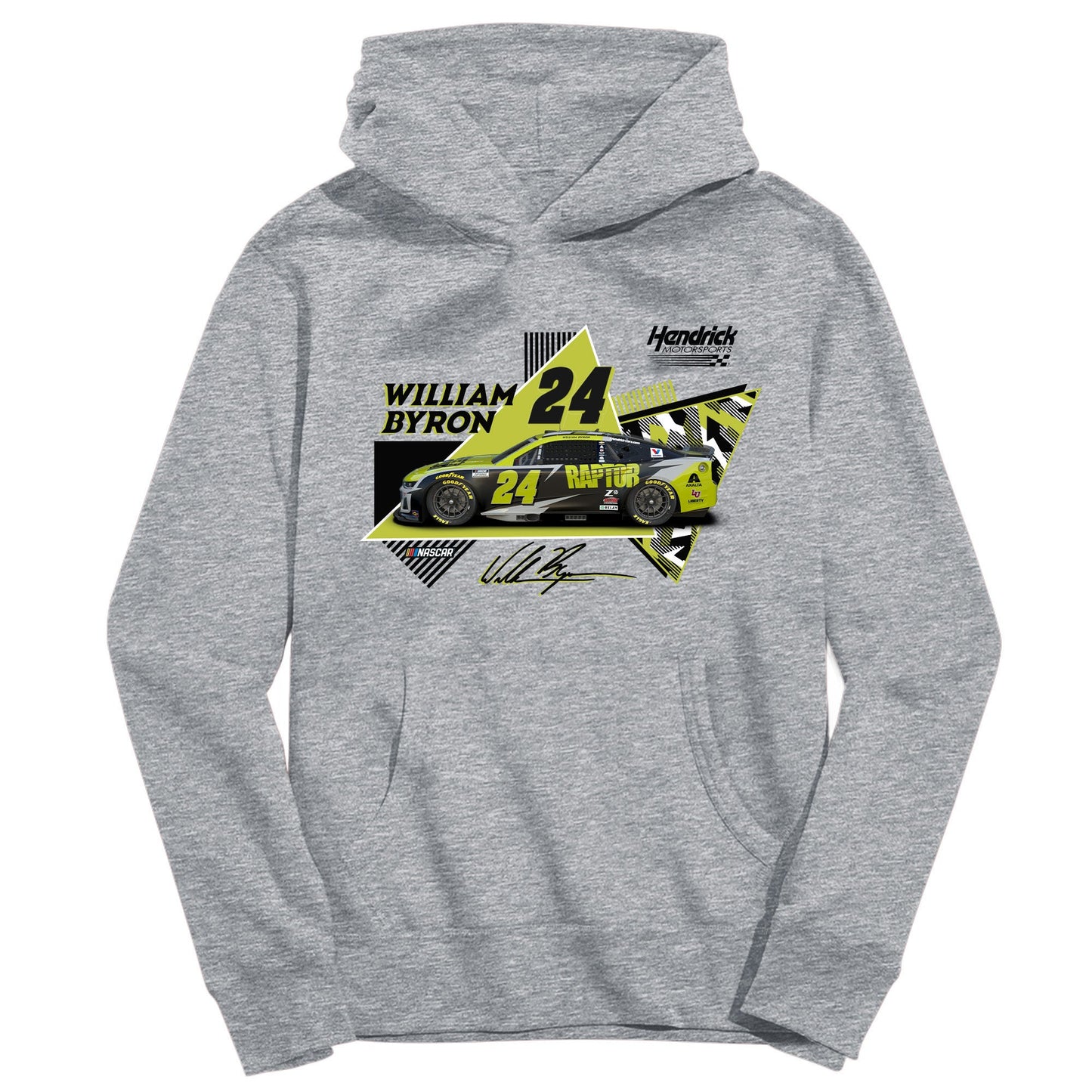 William Byron #24 NASCAR Pullover Youth Hoodie - Grey