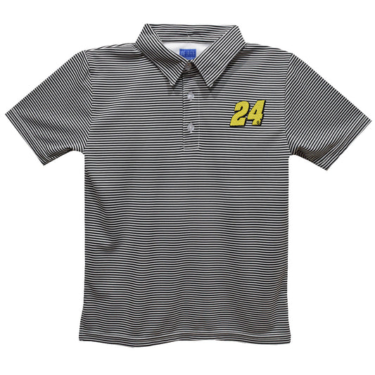 William Byron #24 Vive La Fete Pencil Stripe Polo - Black