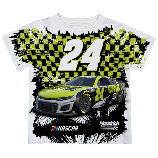 William Byron #24 Vive La Fete Checkered Racing Car T-Shirt- Green