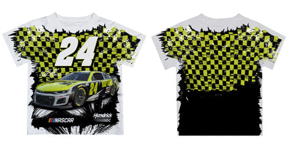 William Byron #24 Vive La Fete Checkered Racing Car T-Shirt- Green