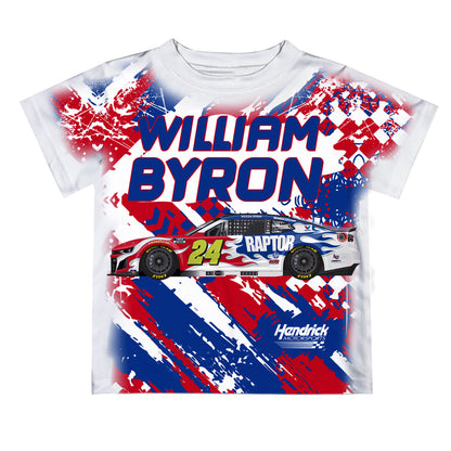 William Byron #24 Vive La Fete Paint Brush Racing Car T-Shirt- White
