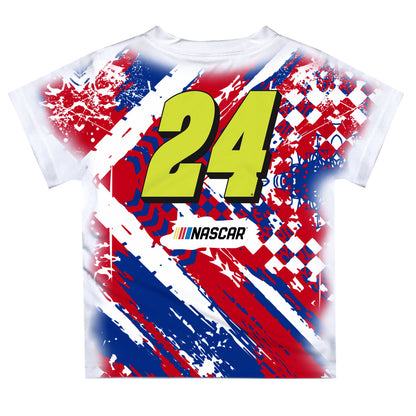 William Byron #24 Vive La Fete Paint Brush Racing Car T-Shirt- White