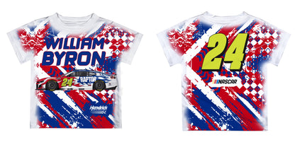 William Byron #24 Vive La Fete Paint Brush Racing Car T-Shirt- White