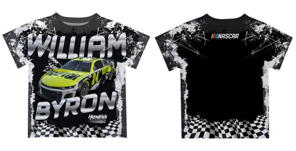 William Byron #24 Vive La Fete Checkered Racing Car T-Shirt- Black