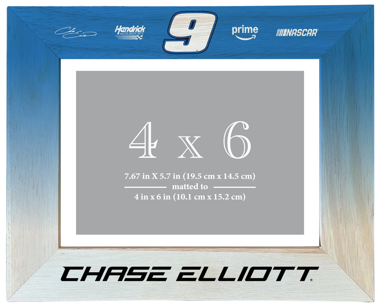 Chase Elliott #9 Wooden Photo Frame Matted to 4 x 6 Inch