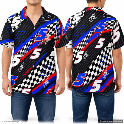 Kyle Larson #5 Black Checkered Racing Hawaiian Shirt