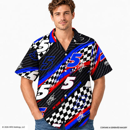 Kyle Larson #5 Black Checkered Racing Hawaiian Shirt